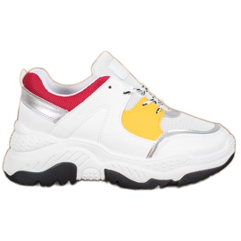 SHELOVET Modne Sznurowane Sneakersy białe