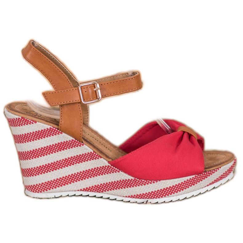 Goodin Czerwone Sandałki Na Koturnie brązowe