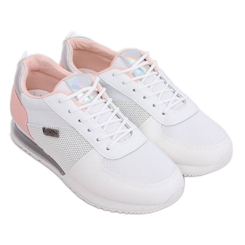 Buty sportowe damskie biało-różowe C013 Blanco białe