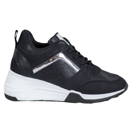 SHELOVET Sneakersy Na Koturnie czarne