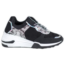 SHELOVET Sneakersy Snake Print czarne