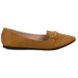 SHELOVET Baleriny W Szpic brązowe