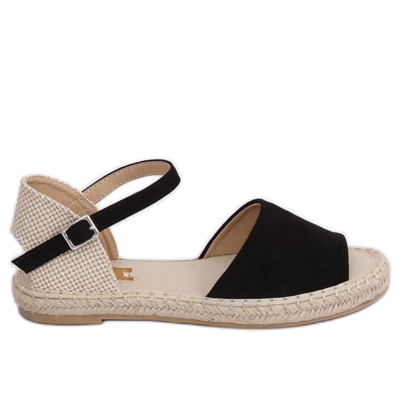 Espadryle wyciete czarne BB28P Black brązowe