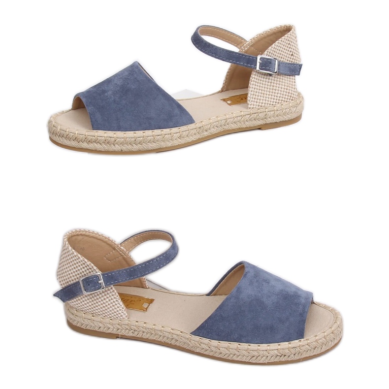 Espadryle wyciete niebieskie BB28P Blue brązowe