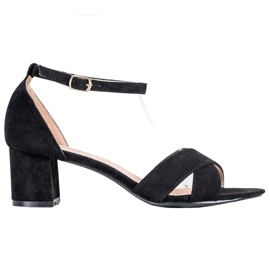 Seastar Stylowe Zamszowe Sandałki czarne