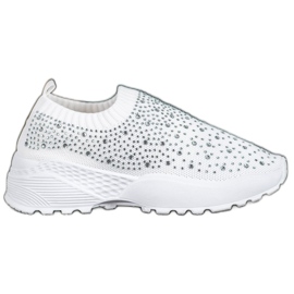 Diamantique Buty Sportowe Z Kryształkami białe