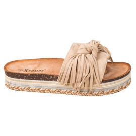 Seastar Klapki Z Frędzlami brązowe