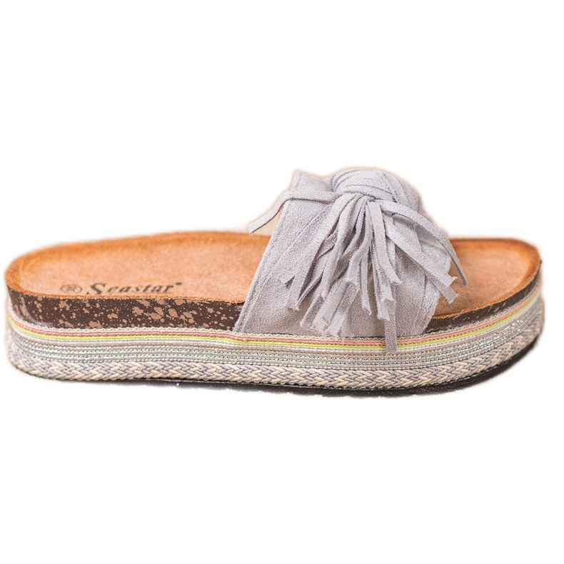 Seastar Klapki Z Frędzlami szare