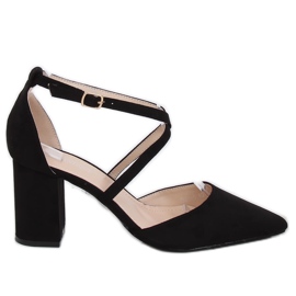 Czółenka na obcasie wycięte czarne D85-5 Black