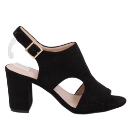 Sandałki na obcasie czarne 99-33A Black