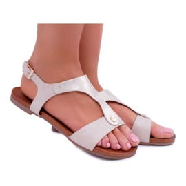 S.Barski Sandały Damskie Płaskie Złote Verner złoty