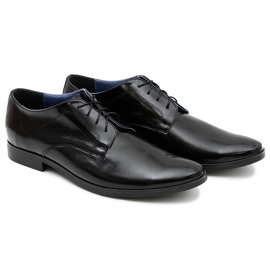 Bednarek Polish Shoes Męskie Półbuty Bednarek Eleganckie Skórzane Wizytowe Czarne Peter