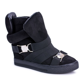 Damskie Sneakersy Lu Boo Z Gumkami Czarne Pumpes