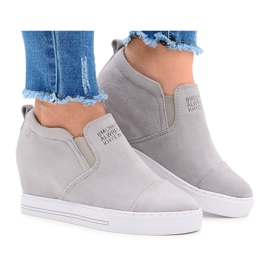 Damskie Snekersy Trampki Lu Boo Wsuwane Szare Kaori