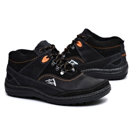 Mario Boschetti Trekkingowe Męskie Czarne Ocieplane Półbuty Rekko