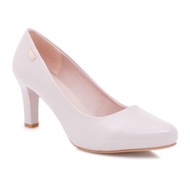 Czółenka damskie Sergio Leone Jasnoszare Lakierowane Orsola