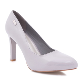 Sergio Leone Czółenka damskie Szare Lakierowane Na Słupku Campbell