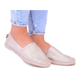 Lu Boo Złote Brokatowe Damskie Espadryle Slip On Miravet złoty