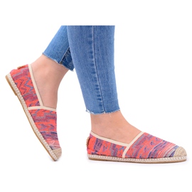 Lu Boo | Damskie Wsuwane Lniane Espadryle Aztec Koral Bimbi różowe