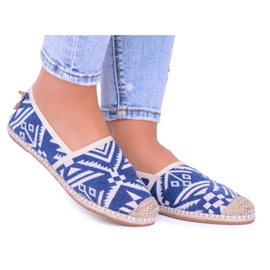 Lu Boo | Damskie Wsuwane Niebieskie Lniane Espadryle Aztec Bimbi