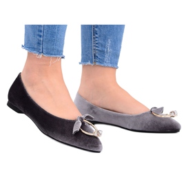 Lu Boo | Szare Aksamitne Balerinki Kolczyk Septum