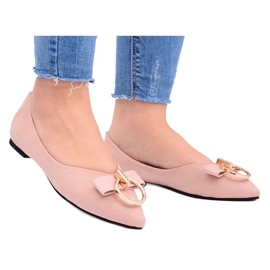 Lu Boo | Zamszowe Balerinki Kolczyk Pudrowy Róż Septera różowe