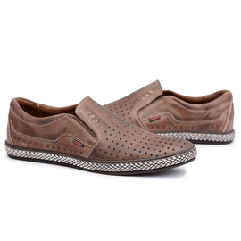 Joker Polskie Wsuwane Męskie Brązowe Skórzane Półbuty Bruno