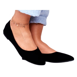 PS1 Czarne Damskie Balerinki Zamsz Bueno