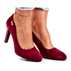 Czółenka damskie Bordowe Zamszowe Na Słupku Sergio Leone Campbell czerwone