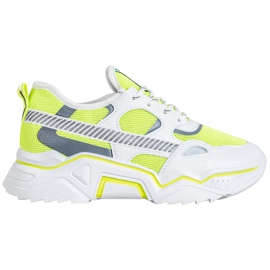 SHELOVET Neonowe Sneakersy białe żółte