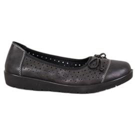 SHELOVET Ażurowe Baleriny Na Paltformie czarne