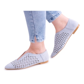 Lu Boo Niebieskie Zamszowe Damskie Wsuwane Półbuty Synthia