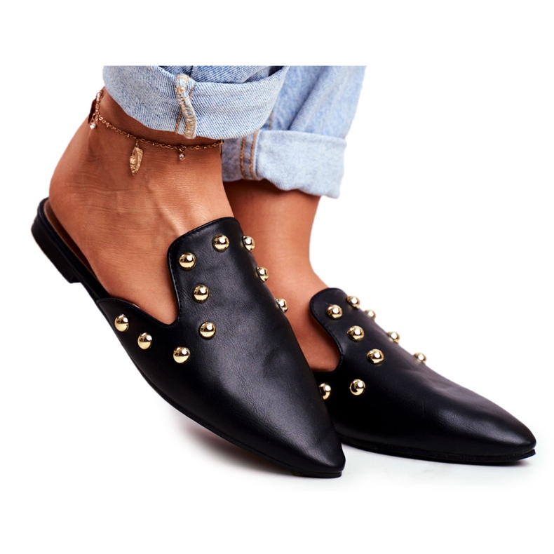 Lu Boo Damskie Klapki Mule Seniorita Czarne