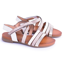 S.Barski Dziecięce Białe Sandały Na Rzep LittleReneto