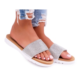 Lu Boo Damskie Srebrne Klapki Z Cekinami Goodies szare