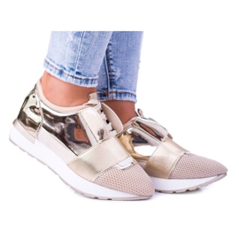 Lu Boo Damskie Złote Sportowe Buty Madoni złoty