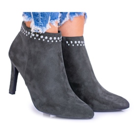 Vinceza Damskie Oliwkowe Botki Na Szpilce Nity Bemi zielone