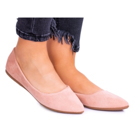 PS1 Różowe Damskie Balerinki Zamsz Dermeno