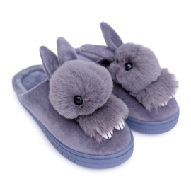 Papcie Damskie Klasyczne Z Królikiem Szare Howi