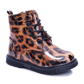 Dziecięce Botki Ocieplane Futerkiem Trapery Panterka Darsin brązowe