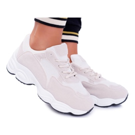 NFR Sportowe Damskie Buty Zamszowe Beżowo Białe Lollipop brązowe