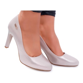 Czółenka Damskie Na Słupku Sergio Leone 1457 Złote Campbell złoty