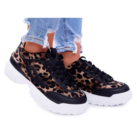 NFR Sportowe Damskie Czarne Buty Leopard Faqundo brązowe wielokolorowe