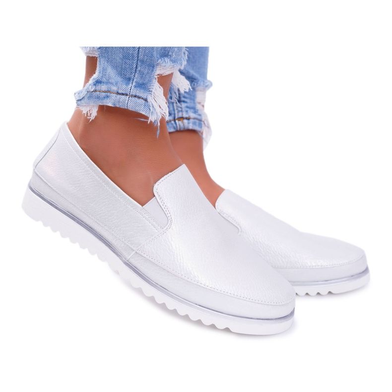 Mokasyny Damskie Sergio Leone Srebrne Magento szare