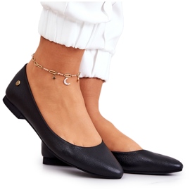 Maciejka Skórzane Czarne Damskie Baleriny 04100