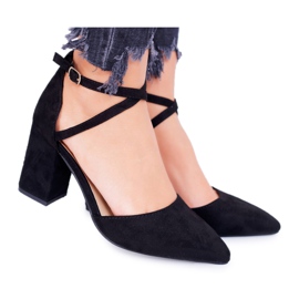 PS1 Czółenka Damskie Na Słupku W Szpic Czarne Cosmo