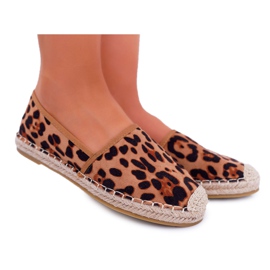 NFR Espadryle Damskie Wsuwane Zamszowe Leopard Jungle brązowe