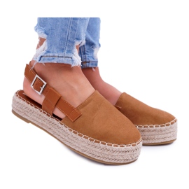 NFR Espadryle Damskie Zamszowe Na Platformie Camel Parteno brązowe