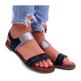 Sandały Damskie Płaskie Sergio Leone SK014 Czarne Agrina