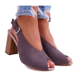 EVE Sandały Damskie Zamszowe Ciemnoszare Celian